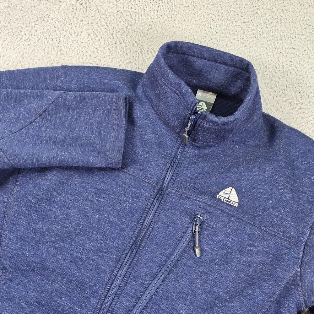 Nike ACG Jacket‎ Mens Medium Blue Wool Blend Fleece Full Zip Pockets Outdoor